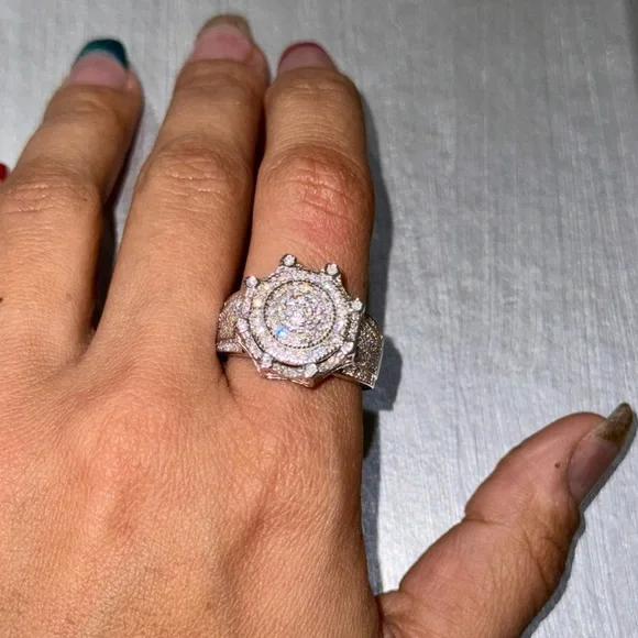 14k gold vermeil Real Moissanite diamond ring for men, 100% passes diamond tests - Picture 6 of 6